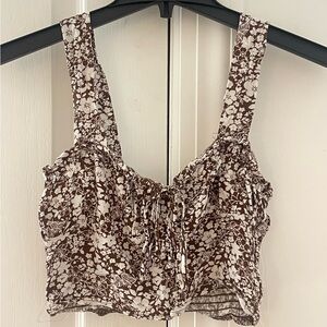 PACSUN LA HEARTS CROP TOP (brown and white)